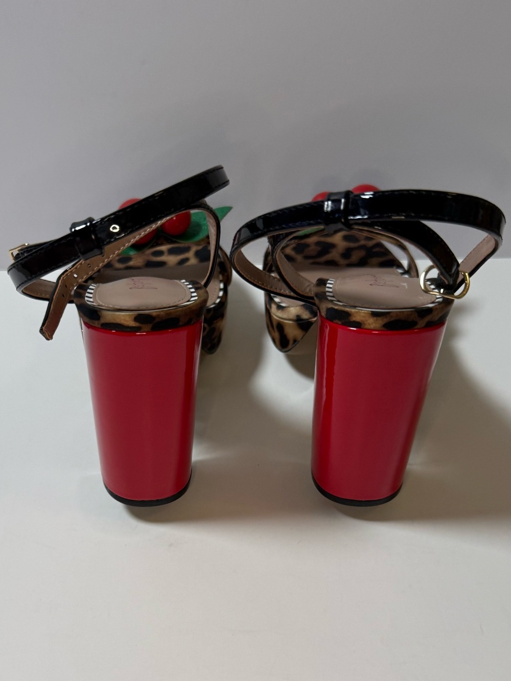 Betsey Johnson Leopard Platform Sandals with Red Cherry Accents - NWT - Picture 7 of 9